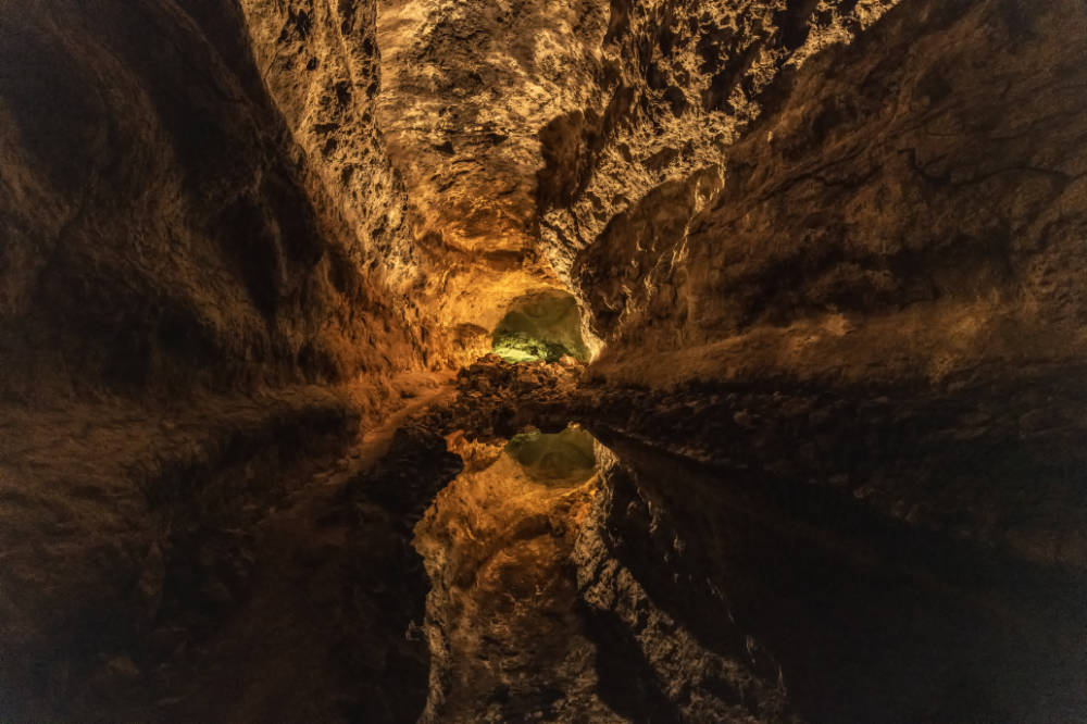 Mysterious Cueva de Los Verdes lava tube in the Canary Islands